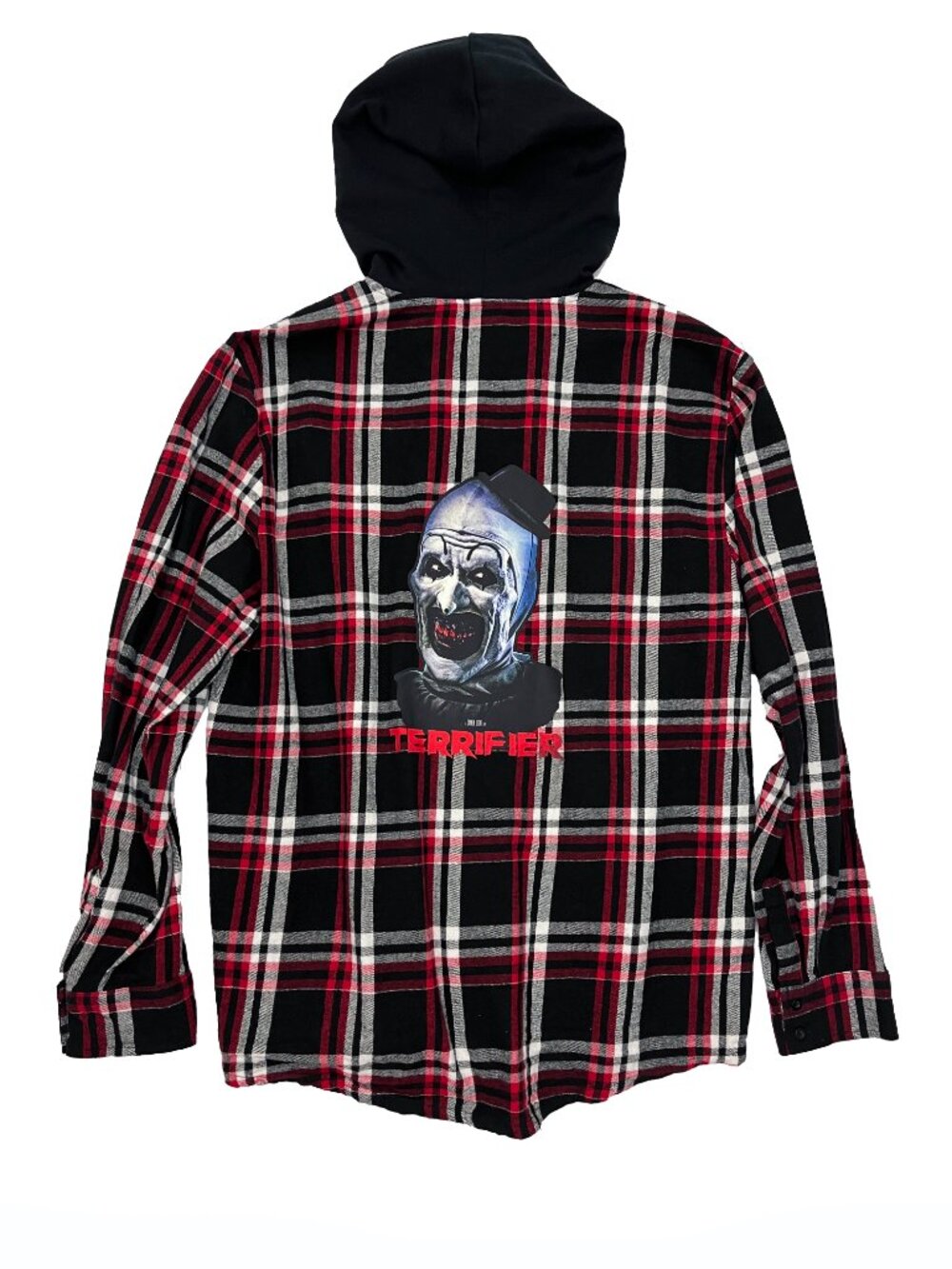 Terrifier Art the Clown Horror Plaid Button Up Hoodie Hooded Shirt Top